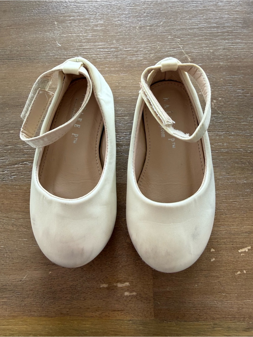 Kailee p Girls' Cream Ballet Flats with Ankle Strap